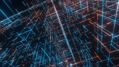 Traversing and navigating inside abstract technology binary data. Seamless loop. Stockbeeldmateriaal 113324184