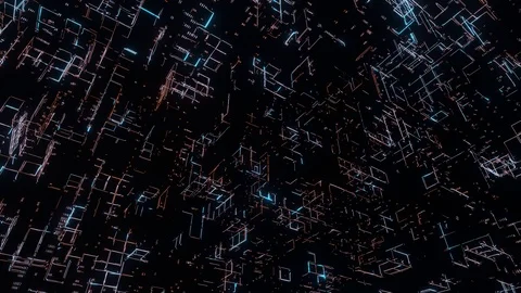 Traversing and navigating inside abstract technology binary data. Seamless loop. Stock Footage 113384707