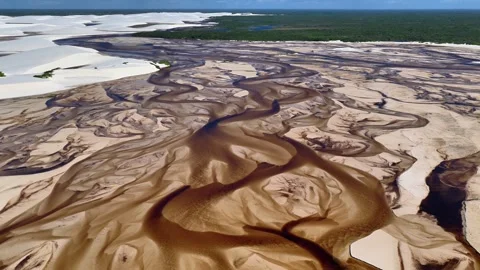 Traversing Braided Rio Grande Sandbars Near Betânia Stock Footage 342443468