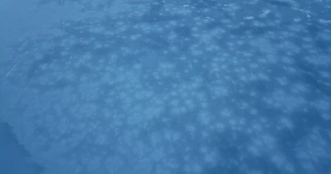 Traversing low over dark blue ice on a frozen lake in winter Stock Footage 122404006