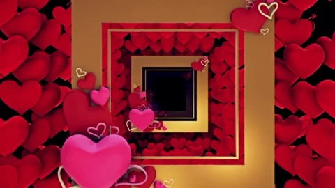 Traversing square shaped frames and small hearts Stock Footage 254932945