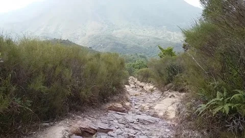 Traversing steep paths: Uncovering courage at the top of a hill Stock Footage 242226185