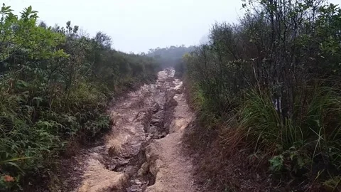 Traversing steep paths: Uncovering courage at the top of a hill Stock Footage 242228474