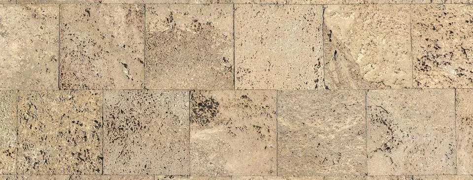 Travertine stone wall tiles pattern background Stock Photos