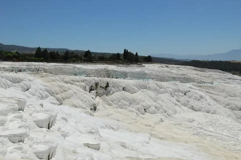 Travertines of ancient Pamukkale Stock Photos