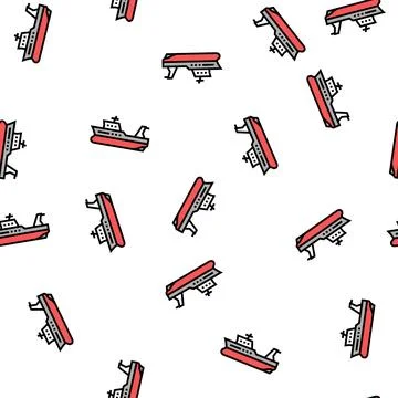 Trawler boat vector seamless pattern Stock Illustration