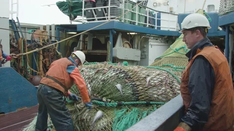 Trawler lifts the trawl. 스톡 동영상 155239789