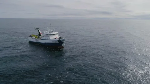 Trawler lifts the trawl. Stock-Footage 155347755