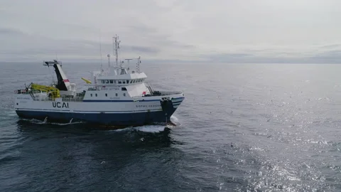 Trawler lifts the trawl. 스톡 동영상 155390733