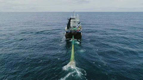 Trawler lifts the trawl. Vidéo 155536930