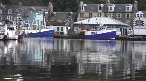 TRAWLER NANCY  GLEN DOCKING TARBERT HARBOUR Stock Footage 67891729