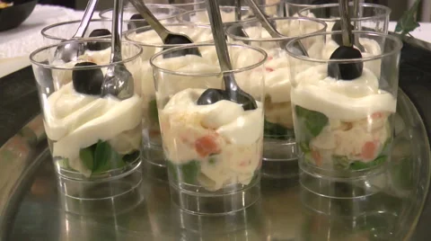 A tray of appetizers with mayonnaise Stock Footage 60858129