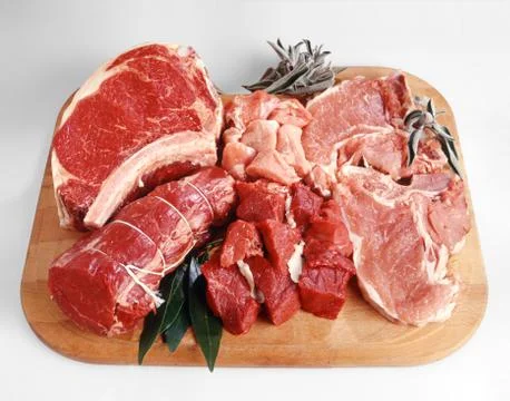 Tray of assorted red meat Stock Photos