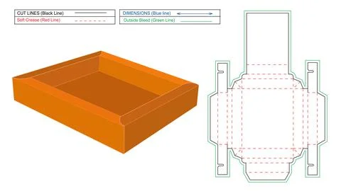 Tray box dieline template Stock Illustration