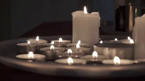 Tray with candles Stock Footage 92127800