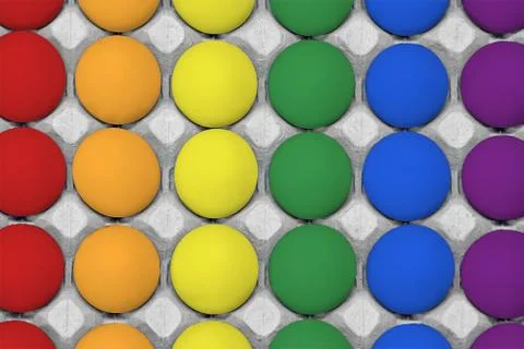Tray of chicken eggs. Flag of tolerance. Stock Photos