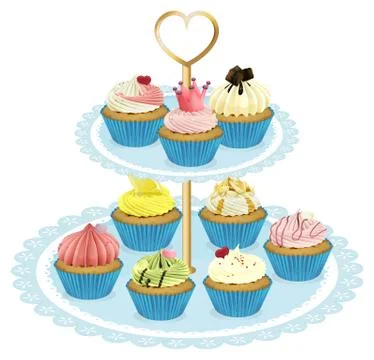 A tray with cupcakes Stock Illustration