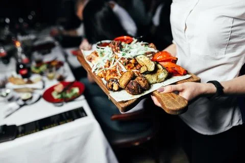 A tray with different types of meat Stock Photos