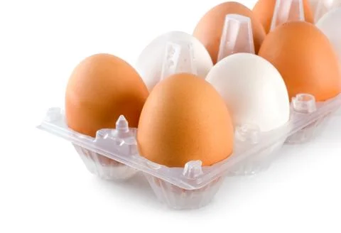 Tray eggs isolated Stock Photos