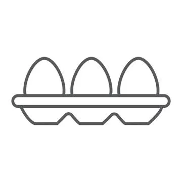 Tray with eggs thin line icon, food and nutrition, eggs container sign, vector Stock Illustration