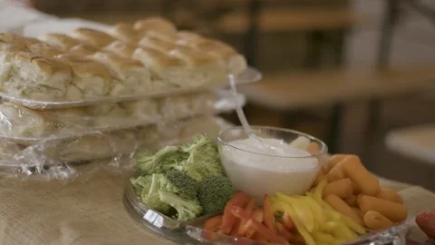 A tray of food on a table Video stock 155453552