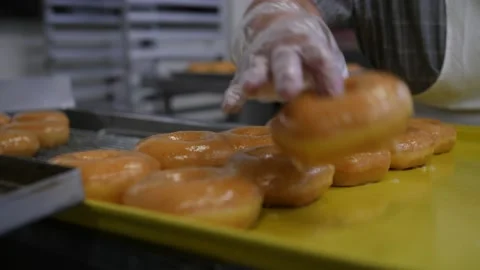 Tray of Glazed Donuts Stock Footage 139716449