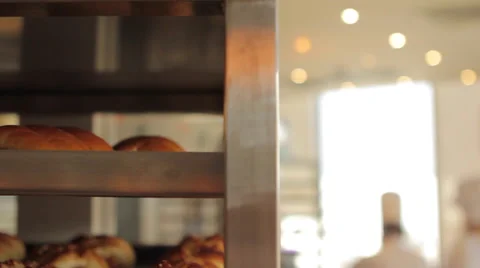 Tray Rack with Fresh Pastry Stock Footage 62422208