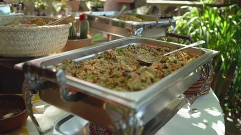 Tray with rice at a party Video stock 191288083