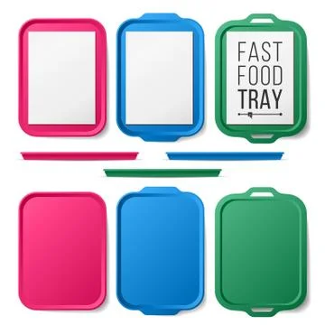 Tray Salver Set Vector. Empty Plastic Rectangular Tray Salver. Top View. Tray Illustrazione stock