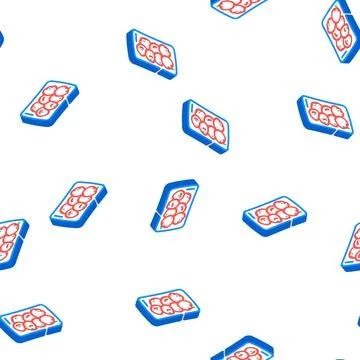 Tray with tomatoes isometric icon seamless pattern Stock Illustration