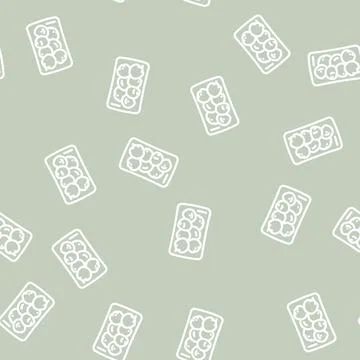 Tray with tomatoes line vector seamless pattern Stock Illustration