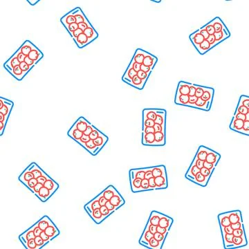 Tray with tomatoes vector seamless pattern Illustrazione stock