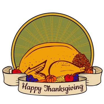Tray with turkey Stock Illustration