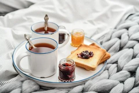 Tray with two cups of black  tea Fotos de archivo