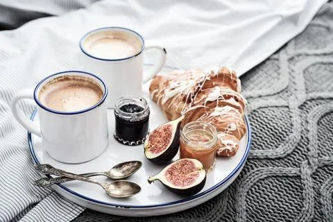 Tray with two cups of coffee Fotos de archivo
