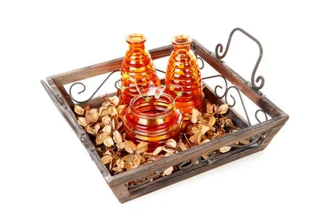 Tray with vases Stock Photos