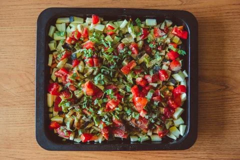 Tray with vegetable stew Stock Photos