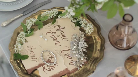 Tray For Wedding With Names Stock Footage 65498179