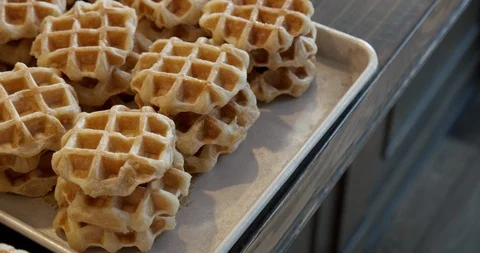 Trays of Liege Waffles Stock-Footage 129845146