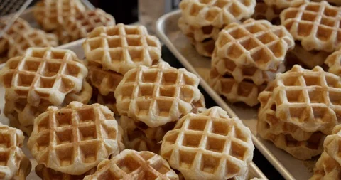 Trays of Liege Waffles Stock-Footage 129845187
