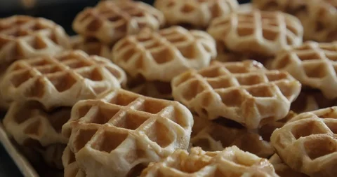 Trays of Liege Waffles Stock-Footage 129845546