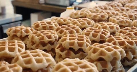Trays of Liege Waffles Stock Footage 129845695