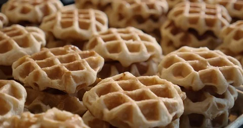 Trays of Liege Waffles Stock-Footage 129846375