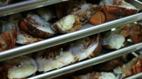 Trays of Lobster Tail Stock Footage 40538561