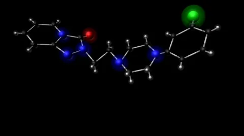 Trazadone - 1080P Molecules Compounds and Drugs with alpha channel Stock Footage 1030451