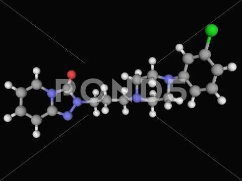 Trazodone drug molecule Stock Illustration