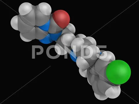Trazodone drug molecule Stock Illustration