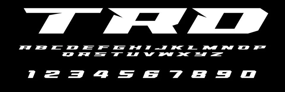 TRD Vector Typography Lettering – Bold Racing Font Design Stock Illustration