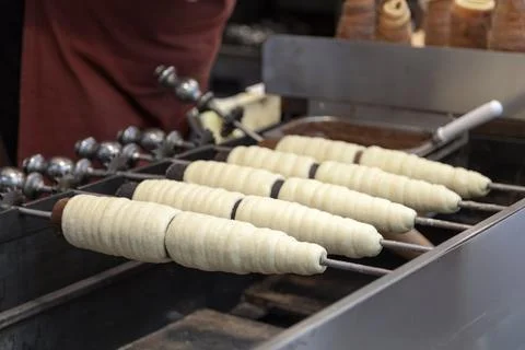 Trdelnik in making Stock Photos