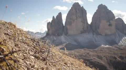 Tre Cime and barb wire from WWI Video stock 35254349
